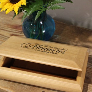Red Alder Wood Keepsake box with brown velvet lining, 10 1\2&quot; x 6&quot;