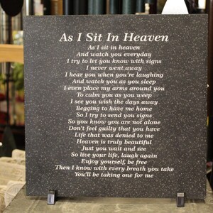 As I Sit In Heaven - 12&quot; x 12&quot; Laser Engraved Corian