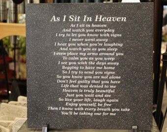 As I Sit In Heaven - 12" x 12" Laser Engraved Corian