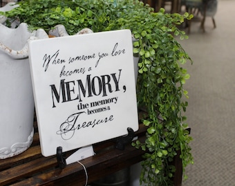 Memory Treasure Corian Plaque, Laser Engraved Home Decor (8x8)