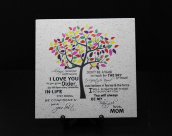 Mother & Daughter Plaque, Always remember how much I love you, 8x8 Corian Tile