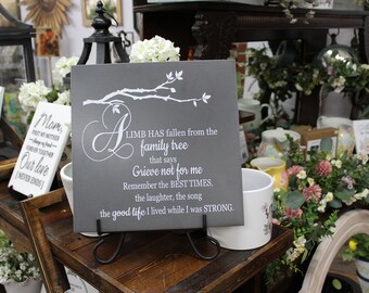 A Limb Has Fallen From The Family Tree - 12" x 12" Laser Engraved Corian Home Decor