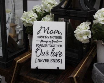 Engraved Corian Mom Plaque, Mother's Day Gift (6.5” x 9.5”