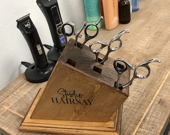 Hairstylist, Wooden Block, Scissor Caddy, Personalized with your logo