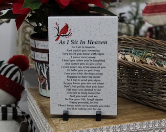 As I Sit in Heaven with Cardinal - 6.5" x 9.5" Corian Tile
