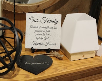 Engraved Family Quote Corian Tile, Home Decor (6" x 6")