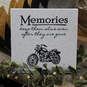 Laser Engraved Motorcycle Memorial - 8" Corian Home Decor