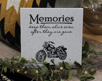 Laser Engraved Motorcycle Memorial - 8" Corian Home Decor