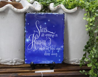 Stars in Heaven Slate Plaque - Memorial Home Decor (5x7)