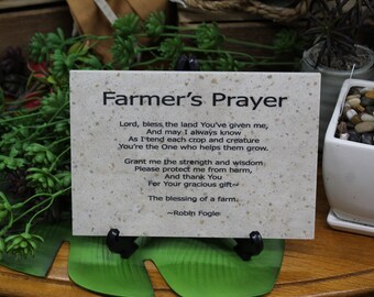 Farmers's Prayer, 9 x 6.5 x .5 Corian Home Decor, customizable