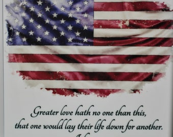 8x8 custom color corian tile, Greater love hath no one than this, American Flag