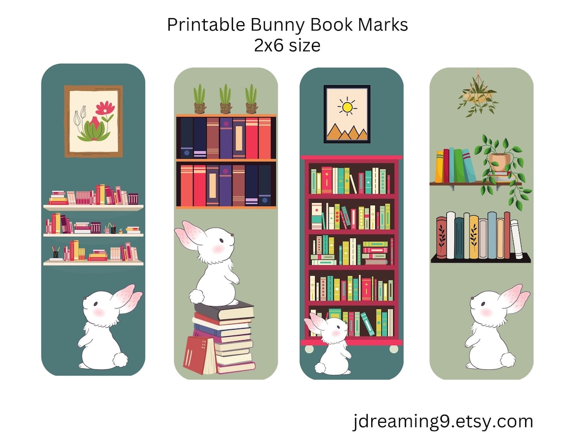 Printable Bunny Bookmarks Spring Bookmarks Cute Bunny - Etsy