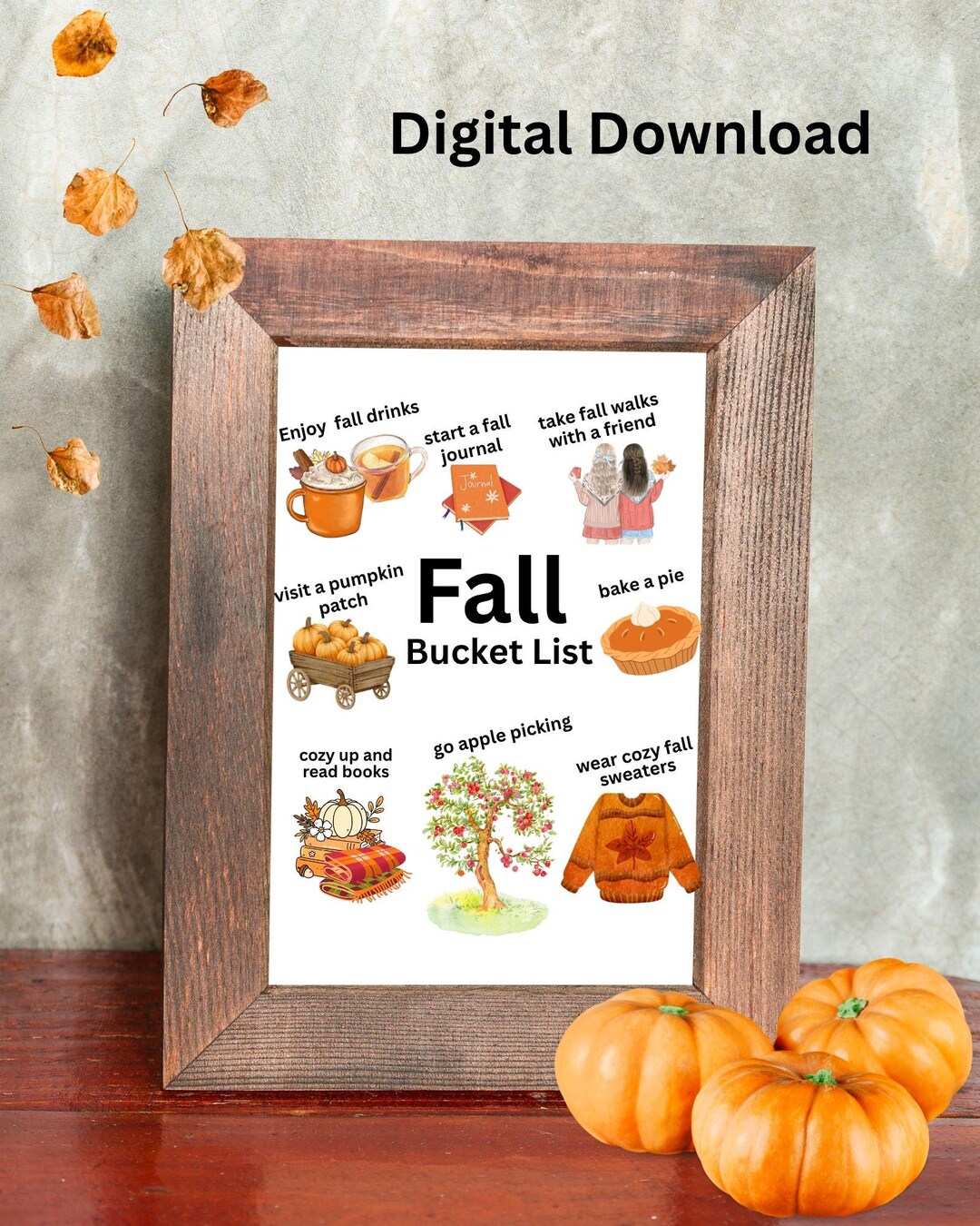 Fall Bucket List Printable: Autumn Activities Checklist (digital ...