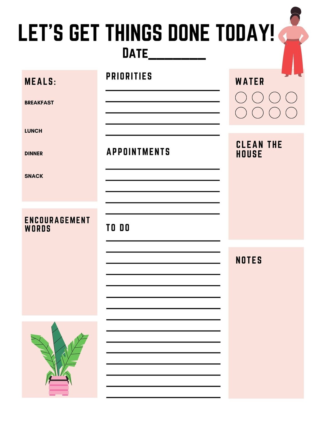 printable daily planner page and cover to do list black etsy