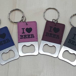 Laser Engraved Leatherette  Bottle Opener Keychain