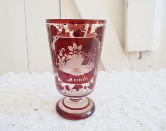 Cup Ruby happiness joy Bohemia bath glass