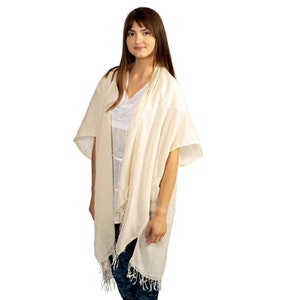Plus Size Cotton Fringe Kimono Cover Up, Lightweight Cardigan Wrap, Summer Kimono, Wedding Cardigan, Resortwear Cardigan, Plus Size Cardigan