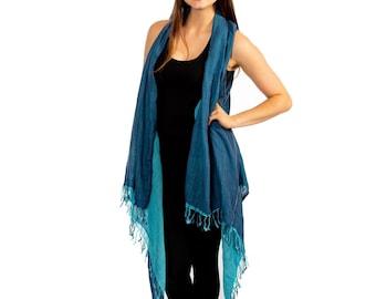 Women's Summer Kimono, Luxury Resort Wear, Swimsuit Cover Ups for Women, Sleeveless Cotton Kimono with Fringe, Maxi Sleeveless Cardigan
