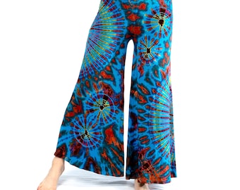 Tie Dye Wide Leg Palazzo Pants, Lounge Pants, Tie Dye Loungewear, Hippie Boho Pants Women, Rainbow Flare Pants, Women Gift, Hippie Clothes