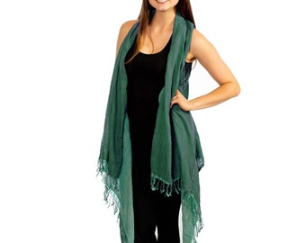 Women's Summer Kimono, Luxury Resort Wear, Swimsuit Cover Ups for Women, Sleeveless Cotton Kimono with Fringe, Open Front Kimono