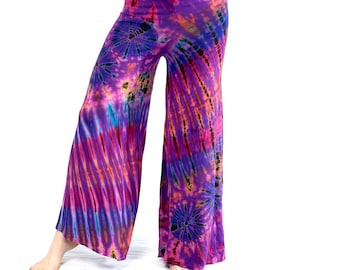 Tie Dye Palazzo Pants, Wide Flare Trousers, Flared Yoga Pants, Hippie Gypsy Pants, Comfy Loungewear Pants, Gift for Women