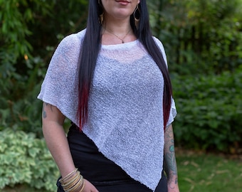 Plus Size Women's Sweater Tops, Poncho Womens, Sheer Plus Size Tops, Knit Poncho, Plus Size Poncho, Sheer Cover Up, Christmas Gift Women's