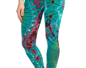 Teal and Purple Batik Yoga Pants