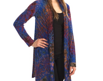 Tie Dye Long Sleeve, Plus Size Tie Dye Cardigan, Plus Size Tie Dye Loungewear, Plus Size Cardigan for Women, Open Front Cardigan Plus Size