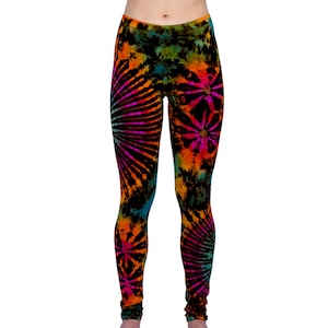 Rainbow Tie Dye Leggings, Handmade Tie Dye Pants, Boho Hippie Bottoms, Gift Women, Gift Girlfriend, Spring Summer Leggings