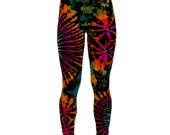 Rainbow Tie Dye Leggings, Handmade Tie Dye Pants, Boho Hippie Bottoms, Gift Women, Gift Girlfriend, Spring Summer Leggings