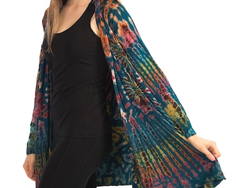 Plus Size Long Cardigan, Tie Dye Long Sleeve, Plus Size Sweater, Plus Size Jacket, Tie Dye Womens Tops, Plus Size Cardigans for Summer