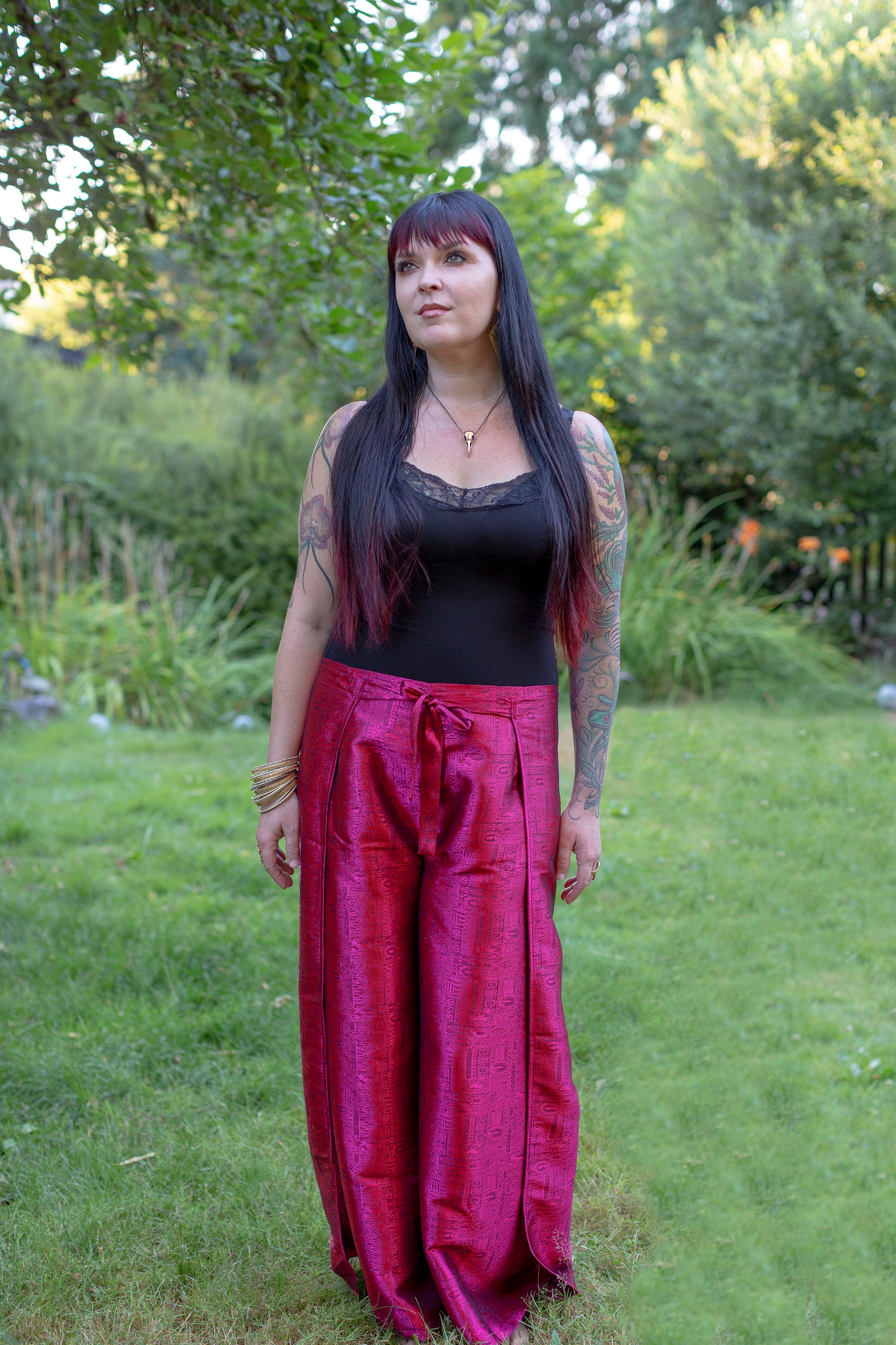 Thai Silk Wraparound Pants, Loungewear Pants, Silk Trousers