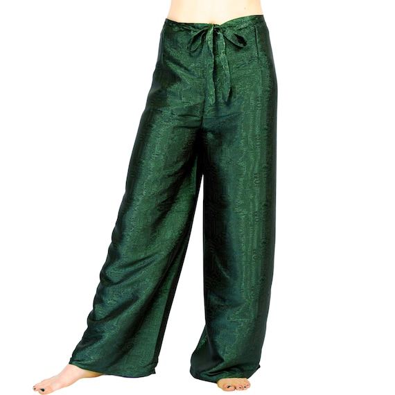 Emerald Thai Silk Wraparound Pants 