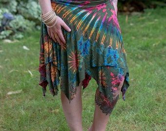 Colorful Rainbow Fairy Skirt, High Waisted Knee Length Skirt, Plus Size Fairy Skirt, Gypsy Skirt, Hippie Skirt, Plus Size Festival Wear