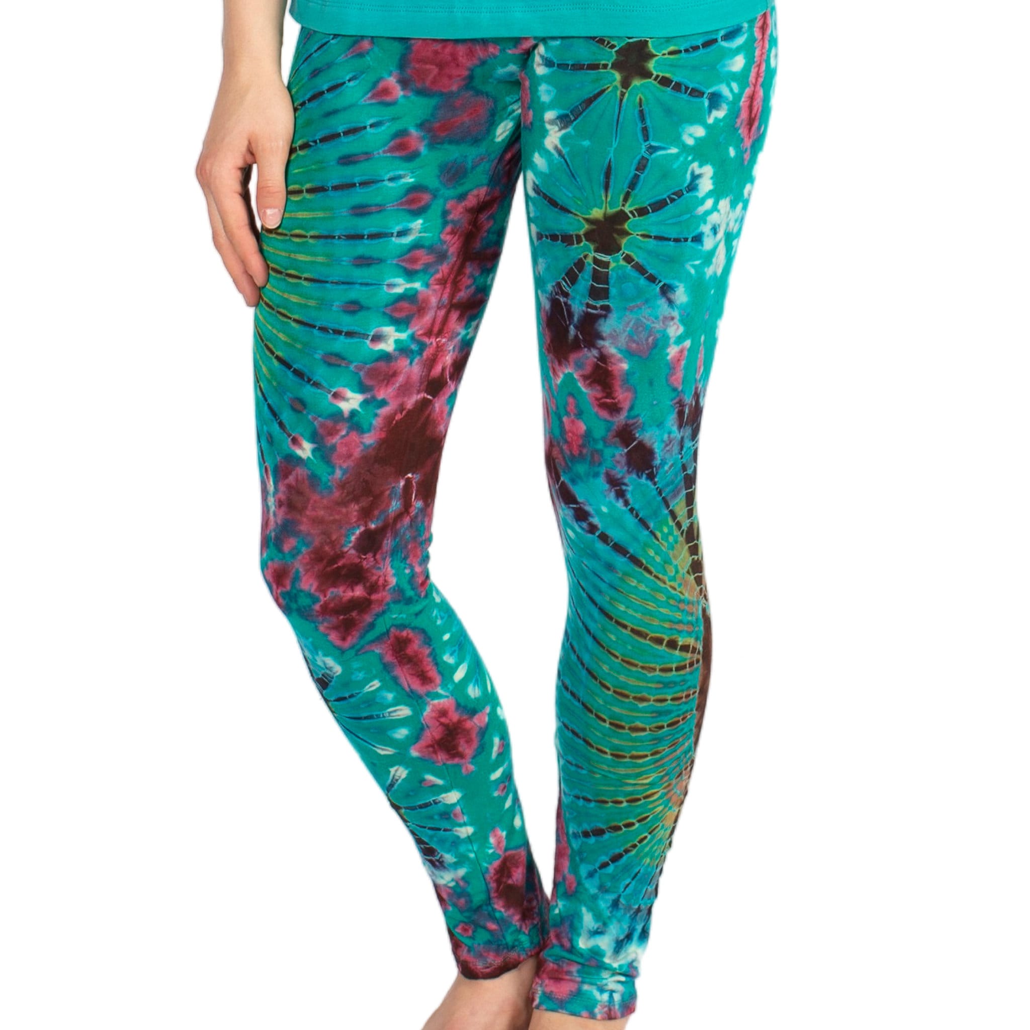 Turquoise Rainbow Tie Dye Yoga Leggings 