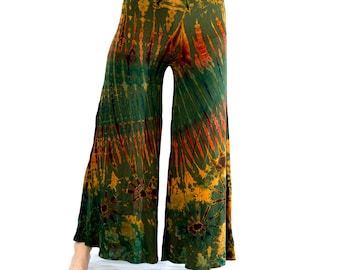 Tie Dye Palazzo Pants, Rayon Stretchy Trousers, Wide Leg Flare Pants, Tie Dye Comfy Loungewear, Plus Size, Woman Gift