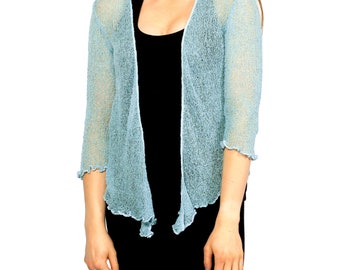 【&her 】Sheer Cardigan Set ネイビー×ライトブルー 美品 &her Sheer Cardigan Set ネイビー×ライトブルー 美品 &her