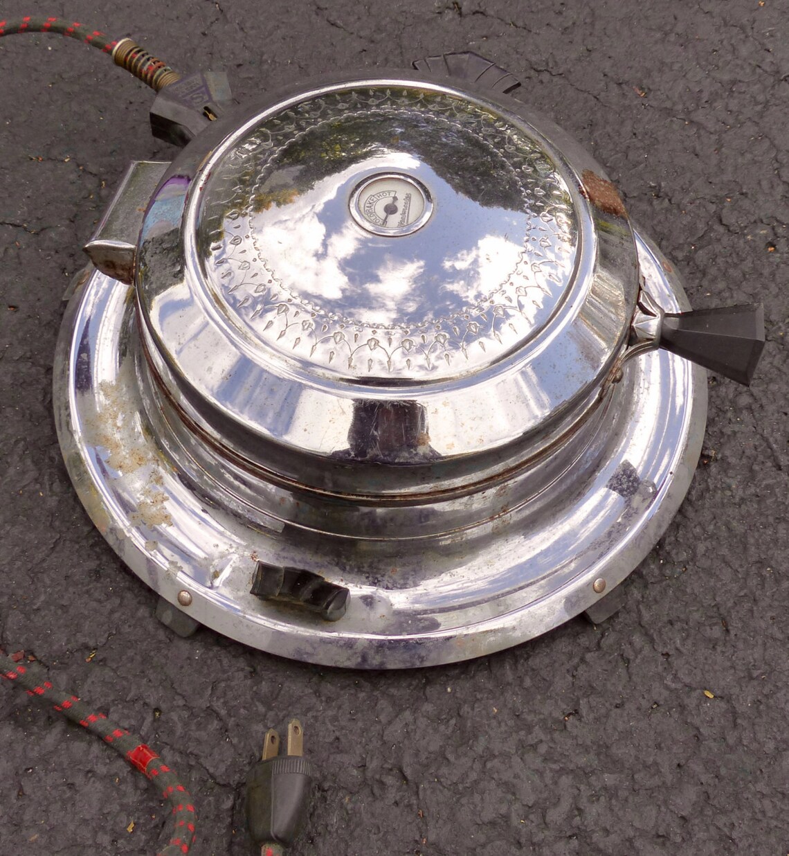 Antique Heatmaster Electric Waffle Iron with Cloth Cord Etsy