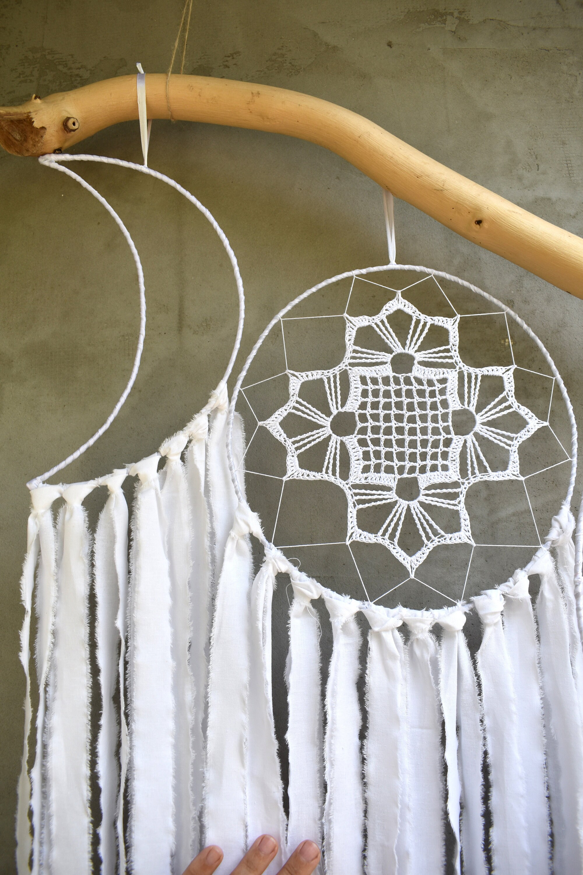 LARGE DREAM CATCHER Wall Hanging Large Dreamcatcher Wall White Etsy