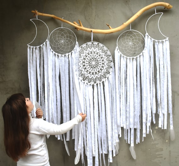 LARGE DREAM CATCHER Wall Hanging White Boho Giant Dreamcatcher - Etsy