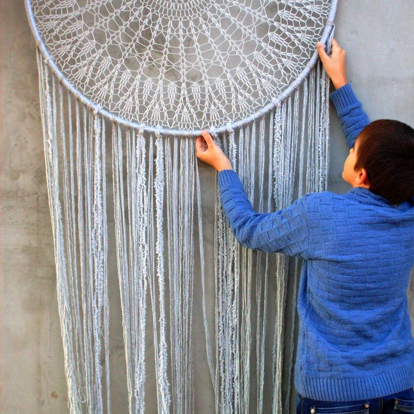 LARGE DREAM CATCHER Wall Hanging, Giant Dream Catcher, Large Dreamcatcher, Boho Dreamcatcher, Big Dream Catcher, Grey Dreamcatcher Wife Gift