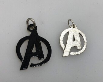 Silver Avengers Pendant or Keyring - Glossy Black or Sparkly Finish