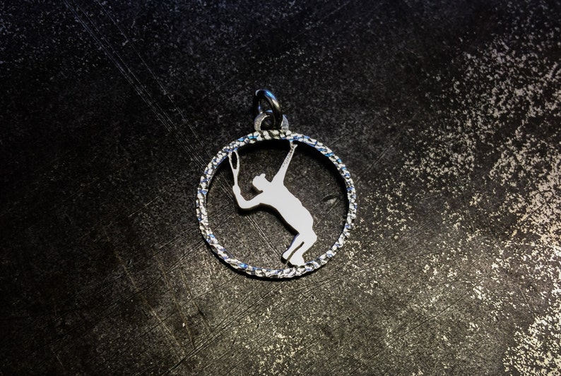 Silver Andy Murray Tennis Pendant/Keyring Tennis Jewellery image 1