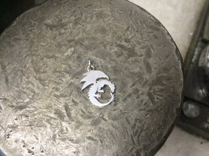 Handcrafted 925 Sterling Silver Dragon Pendant Mythical Creature