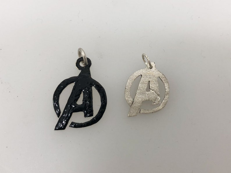 Silver Avengers Pendant or Keyring Glossy Black or Sparkly Finish image 6