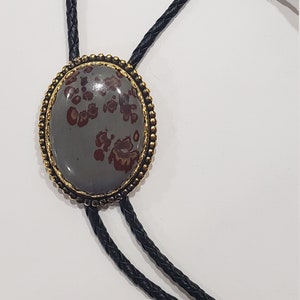 Bolo tie, painter jasper stone cabochon centerpiece