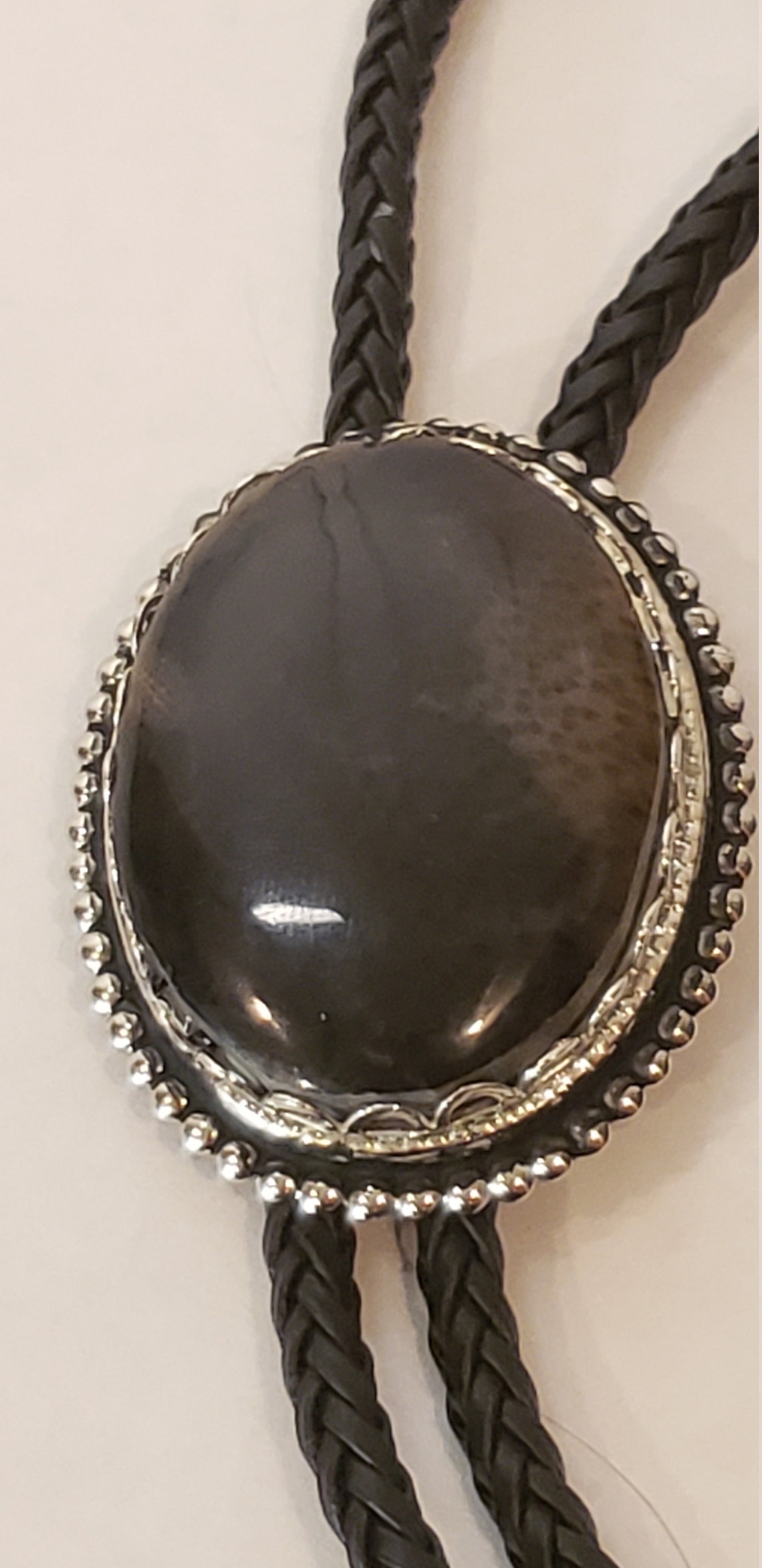 Bolo Tie, Petrified Palm Wood From Texas Stone Centerpiece Etsy