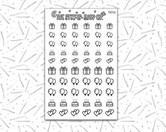 Celebrataion Icon mini sheet| The Sticker Shop Co. | Planner Stickers | Transparent Icon | Icon Stickers | balloons | birthday | anniversary