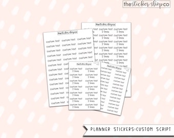 Custom Text Mini And Standard Sheets | The Sticker Shop Co. | Custom Scripts | Planner Stickers