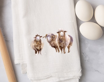 Sheep Farmhouse Decor Tea Towel - Sheep Flour Sack Towel - Barn Animals Flour Sack Tea Towel - Farmhouse Kitchen Towel -  Kitchen Decor